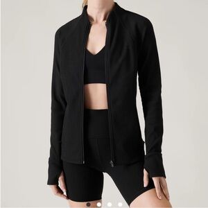 Athleta Salutation Ribbed Jacket III Black Full Zip Plus Size 1X NWT